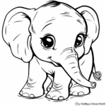 Adorable Baby Elephant Coloring Pages 4