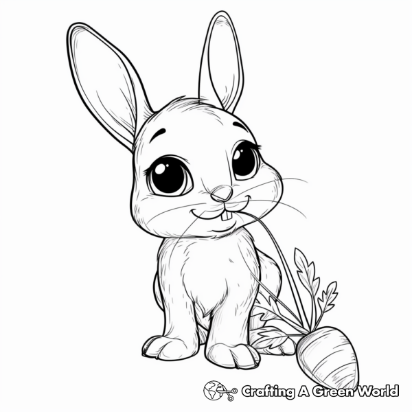Adorable Bunny with Carrot Coloring Pages 1