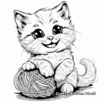Adorable Kitten Playing with Yarn Coloring Pages 1