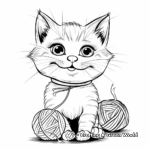 Adorable Kitten Playing with Yarn Coloring Pages 2
