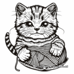 Adorable Kitten Playing with Yarn Coloring Pages 4
