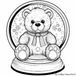 Adorable Teddy Bear Snow Globe Coloring Pages 1