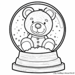 Adorable Teddy Bear Snow Globe Coloring Pages 2