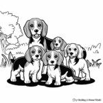 Adventurous Beagle Family in a Park Coloring Pages 2