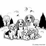 Adventurous Beagle Family in a Park Coloring Pages 3