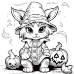 Astonishing Halloween Cat Coloring Pages 1