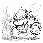 Bowser's Fire Breathing Action Coloring Pages 2