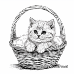 British Shorthair Cat Sitting in a Basket Coloring Pages 4