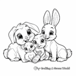 Bunny Family with Carrots Coloring Pages: Male, Female, and Bunnies 2
