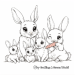 Bunny Family with Carrots Coloring Pages: Male, Female, and Bunnies 3
