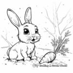 Bunny with Carrot in Snowy Scene Coloring Pages 3