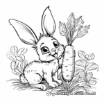 Bunny with Carrot in the Garden Coloring Pages 2