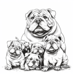 Cartoon Styled Bulldog Family Coloring Pages 1