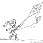 Cheerful Kite Flying Scene Coloring Pages 2