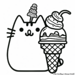 Cheerful Pusheen Eating Ice-Cream Coloring Pages 4