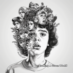 Colorful Stranger Things' Character Collage Coloring Pages 1