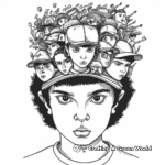 Colorful Stranger Things' Character Collage Coloring Pages 3