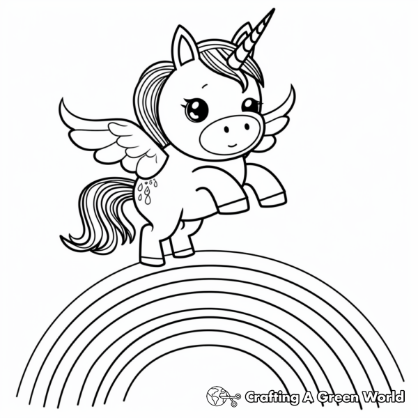 Unicorn Jumping Over A Rainbow Coloring Pages - Free & Printable!