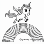 Cute Baby Unicorn Flying Over a Rainbow Coloring Pages 2