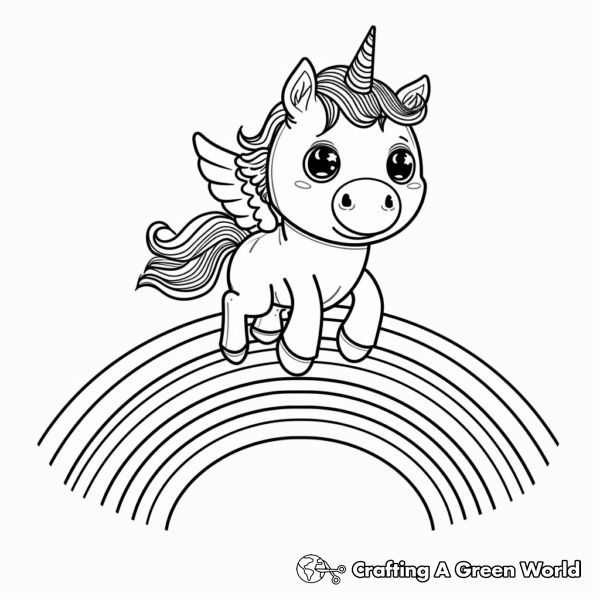 Unicorn Jumping Over A Rainbow Coloring Pages - Free & Printable!