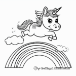 Cute Baby Unicorn Flying Over a Rainbow Coloring Pages 4