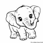 Cute Cartoon Elephant Coloring Pages 4