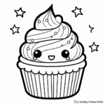 Delightful Kawaii Cupcake Coloring Pages 1