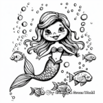 Delightful Siren Mermaid with School of Fish Coloring Pages 3