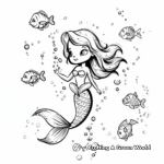 Delightful Siren Mermaid with School of Fish Coloring Pages 4