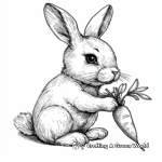 Detailed Bunny with Carrot Coloring Pages for Adults 1