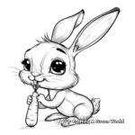 Detailed Bunny with Carrot Coloring Pages for Adults 3