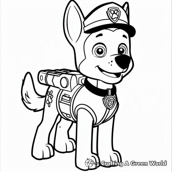 Chase from Paw Patrol Coloring Pages - Free &amp; Printable!