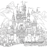 Detailed Cinderella's Castle Coloring Pages for Adults 4