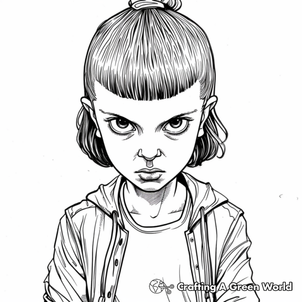 Detailed Eleven from Stranger Things Coloring Pages 1
