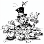 Detailed Mad Hatter Tea Party Coloring Pages 4