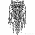Detailed Owl Dream Catcher Coloring Sheets for Grown-ups 4