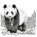 Detailed Panda in the Forest Coloring Pages 4
