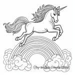Detailed Unicorn Jumping Over a Rainbow Coloring Pages 3