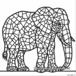 Elaborate Elephant Mosaic Coloring Pages for Adults 1