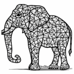 Elaborate Elephant Mosaic Coloring Pages for Adults 2
