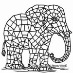 Elaborate Elephant Mosaic Coloring Pages for Adults 3
