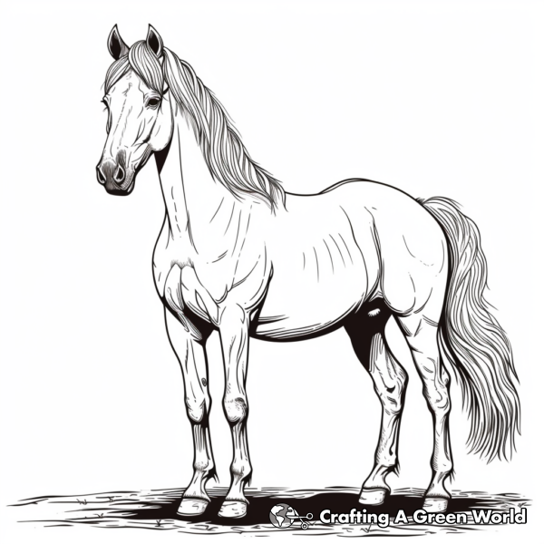 Elegant Andalusian Horse Coloring Pages 1