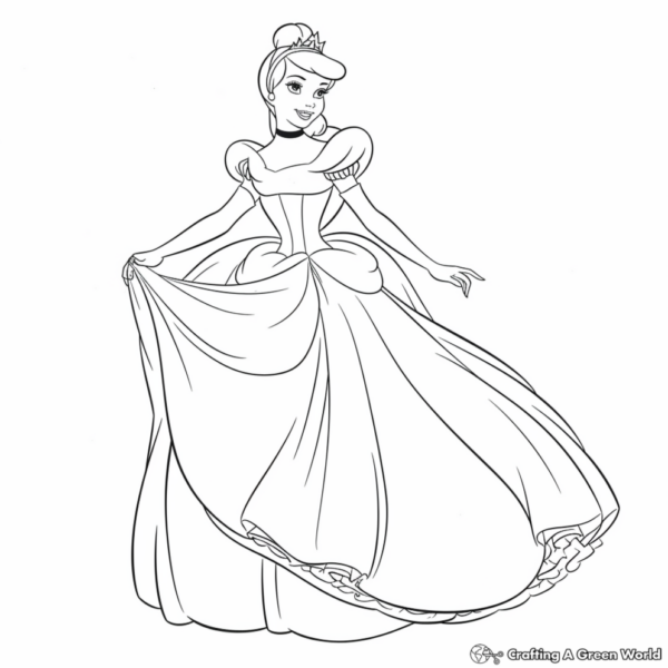 Elegant Cinderella Coloring Pages 1