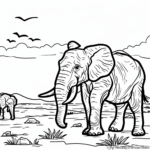 Elephant Migration Coloring Pages 1