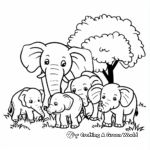 Energetic Elephant Herd Coloring Pages 2