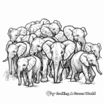 Energetic Elephant Herd Coloring Pages 4