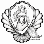Fantasy Siren Mermaid with Seashell Mirror Coloring Pages 2