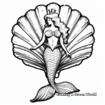 Fantasy Siren Mermaid with Seashell Mirror Coloring Pages 3