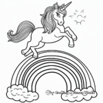 Fantasy Unicorn Jumping Over a Rainbow Coloring Pages 2