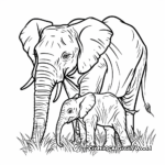 Gentle Mother and Baby Elephant Coloring Pages 1